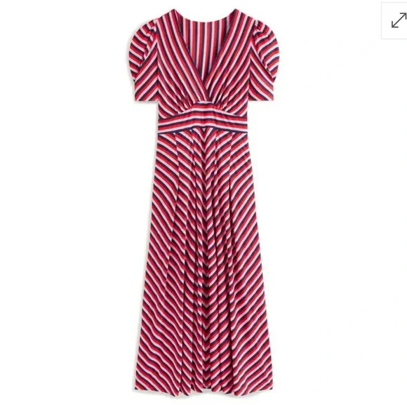 Boden Kristen Stripe A-Line V-Neck Midi Dress - Picture 3 of 16
